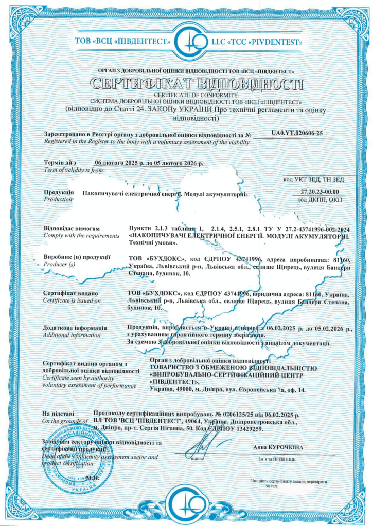 Сертификация накопителей электрической энергии (аккумуляторных модулей)
