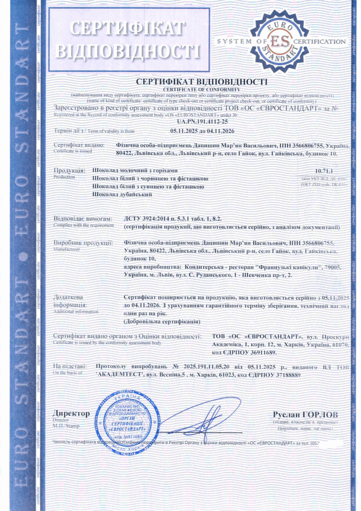 Сертификация шоколада с орехами, черникой, земляникой и фисташками: пример реального кейса